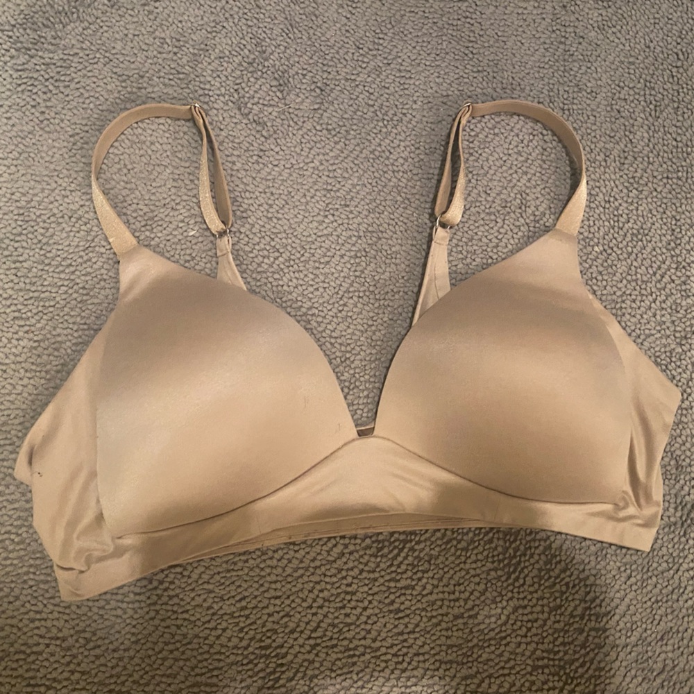 36B Aerie real Sunnie wireless lightly lined bra set nude / sands